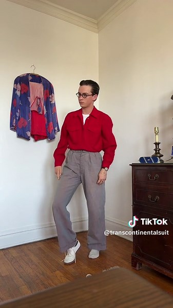 Getting ready for a date! Wearing 1940’s/50’s. #vintage #1940s #1940svintage #1940sfashion #1940smenswear #trans #transgender #vintagemenswear #butch #wlw #transguy #ftm #1950s #1950sfashion #1950smensfashion #50sfashionstyle #50sfashionnot50svalues #queer #chicagovintage #queervintage