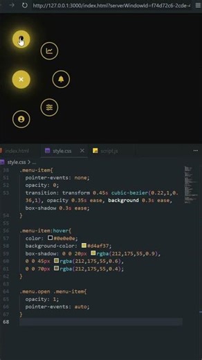 🔥 Luxury Half Circle Navbar Animation in HTML CSS JS | Premium Design | #htmlcss #animation #shorts