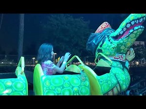 Cool dragon ride - Rollercoaster ride for kids at LA fair. Kids are having a blast.