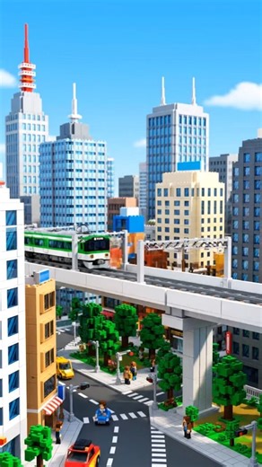 【ブロックの世界（２４）】JR東日本山手線、都心をブロックで滑走 #shorts #ai動画