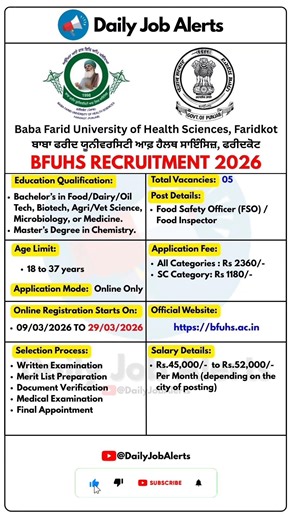 BFUHS Recruitment 2026 | New Vacancy 2026 | Daily Job Alerts #shorts