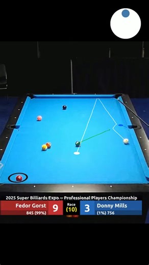 19K views · 129 reactions | Fedor Gorst vs Donny Mills | 2025 Super Billiards Expo. Computer vision algorithms used for ball trajectory simulation and data-driven visualization. | PerformStars | Facebook