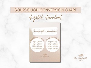 Sourdough Baking Conversion Chart: Grams to Cups (PDF) - Etsy