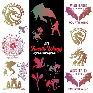 Fourth Wing Svg Bundle, Dragon Rider Clipart for Cricut, Xaden Riorson Silhouette, Dragon Cut File, Fourth Wing Vector, Dragon Decal. - Etsy