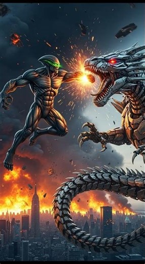 Alien Titan vs Mecha Dragon – NYC Final Battle | AI Cinematic Fight #visifusion #monsterfight #nyc