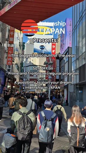 Save 50% OFF on our 8-Week Prime Full Program AND Trailblazer / Regular Programs 😍🔥 This is your moment to level up your career in Japan — don’t let it slip! Discount valid from Nov 28 (Fri) to Dec 1 (Mon). How to apply: 1️⃣ Follow us @internshipinjapan 2️⃣ Book an online consultation using our Black Friday link (check our Highlights from Nov 28th!) 3️⃣ Complete your internship application to secure the discount ✨ Conditions apply. Limited time only. #blackfriday #studyabroad #internjapan | In