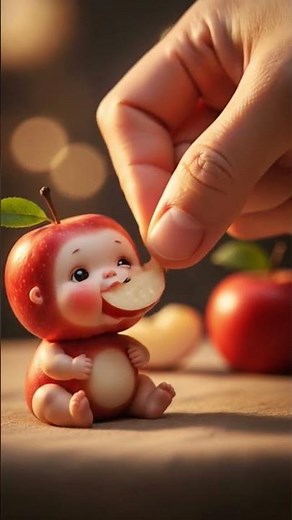 World’s Cutest Apple Baby Eating for the First Time 🍎💛 | So Satisfying & Adorable!