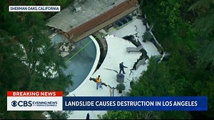 1.9K views · 17 reactions | Multiple people were forced to evacuate when a landslide in Los Angeles destroyed one home and damaged several others. The area was hit with nearly two inches of rain last week. | CBS Evening News | Facebook