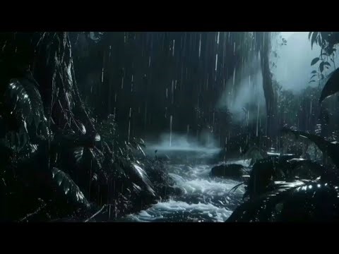 Jungle Rain and Thunder Sounds at Night