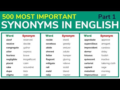 500 Most Essential Synonyms Words in English to Sparkle Your Vocabulary - Part1