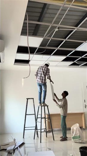Grid Ceiling Making | Wait for Final Look 🔥 #interiordesign