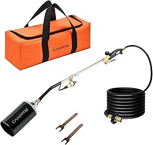 CAMPFIRE Propane Torch Weed Burner With Storage Bag, Weed Torch With 10ft Hose, Self Igniting,Flame Control Valve And Ergonomic Anti-Slip Handle