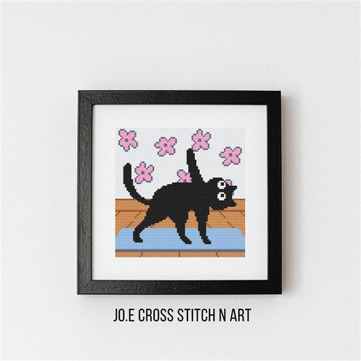 Black Cat Yoga Leg Lift Cross Stitch Pattern (PDF Download) – Playful Kitten Wall Art - Etsy