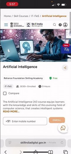 Free Course Artificial Intelligence by Government of India | Skill India Digital Hub Platform