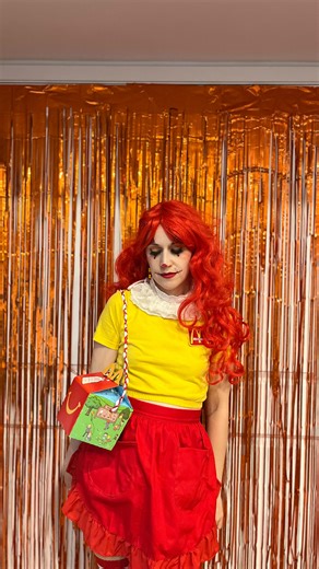 Ashley - DIY • Fashion • Allergy Life on Instagram: "Don’t forget my toy. Ronald McDonald Halloween costume 🍔🍟 #ronaldmcdonald #ronaldmcdonaldcosplay #redandyellow #mcdonalds #mickeyDs #clowncostume"