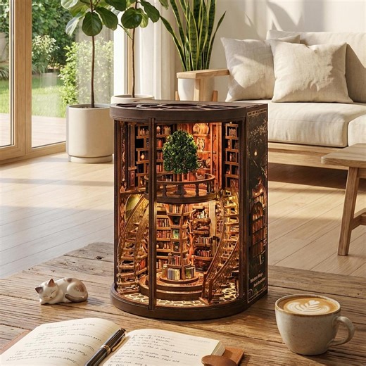 DIY Book Nook Kit, 3D Puzzle Miniature With LED Lights (wisdom Library) - Etsy