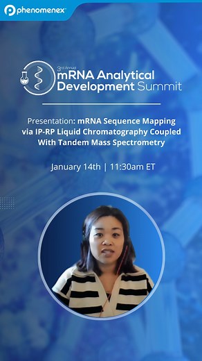 🚨 Don't miss our first event of the year! Join our Biopharma team at the mRNA Analytical Development Summit in Boston from Feb 13-15, where we'll be hosting a presentation as well as answering all of your questions about mRNA. 📰 Presentation: mRNA Sequence Mapping via IP-RP Liquid Chromatography Coupled With Tandem Mass Spectrometry 📅 When: Feb 14th at 11:30am ET Register now: https://bit.ly/3Sb1Q2r | Phenomenex