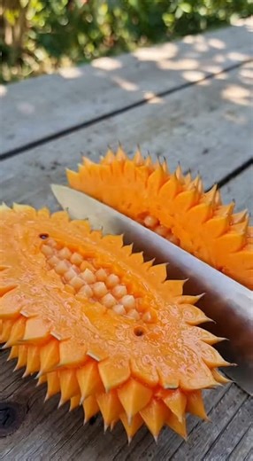This fruit doesn’t even look real 😳🌴 Picked straight from the plant… then sliced instantly. Do you know what this is? #ExoticFruit #RareFruit #FruitReveal #ViralReels #OddlyInteresting #MysteryFruit #KnifeCut #ReelsTrend | Fruit Carving