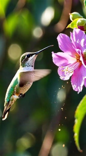Nature’s Tiny Hovering Jewel 🌸 | Hummingbird Sipping Nectar in Slow Motion