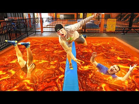 EXTREME FLOOR IS LAVA IN TRAMPOLINE PARK!
