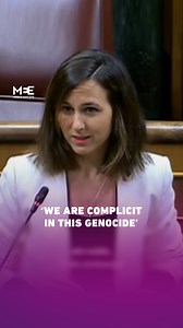 Ione Belarra, the leader of Spain’s Podemos party, criticised Prime Minister Pedro Sanchez on Wednesday for failing to implement an effective arms embargo against Israel, saying: “We are being complicit as a country in this genocide.” Belarra also condemned the Israeli attack on Monday targeting tents housing displaced people at al-Aqsa Martyrs Hospital and asked: “What’s the difference between this and the Nazis’ gas chambers?” | Middle East Eye