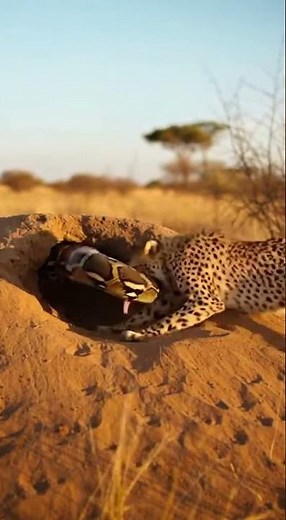 Leopard attacks giant python #leopard #giantpython