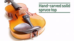 Mendini by Cecilio Violin 4/4 Full Size Set For Beginners - Hand Carved Acoustic Violins Set - Fiddle Solidwood Kit with Hard Case, Two Bows, Tuner, Rosin, Shoulder Rest, Extra Strings, Lesson Book