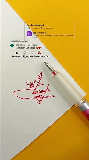 Ali Hassan Dar Signature Design | How To Sign The Letter A #shorts