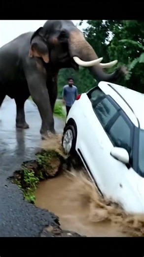 The Car's Drifting Adventure, Initiated by a Helpful Elephant
