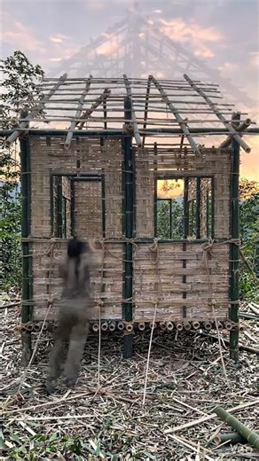 Building a Bamboo Hut from Scratch 🛖 | Satisfying Time-Lapse #BambooHut #TimeLapseBuild