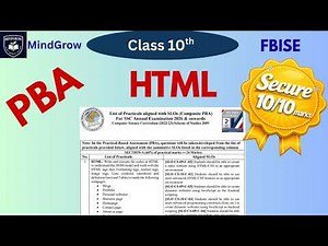 Practical PBA | HTML Practice (FBISE NBF) | Complete Solutions 10/10 Marks Class 10 Computer Science