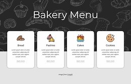 Bakery menu - Website Design by Nicepage