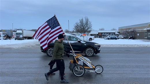 Runner Noah Coughlan leaves Batavia this morning around 8:45am headed West on Rt. 5 for his next stop today in Buffalo. Video by: Mark Gutman/Daily News | Batavia Daily News