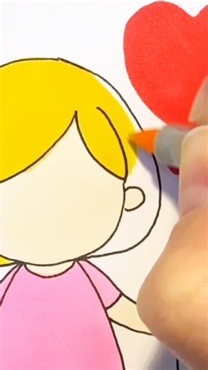 How to Draw a Cartoon Girl Holding a Balloon | Step by step #drawing #kids #shorts