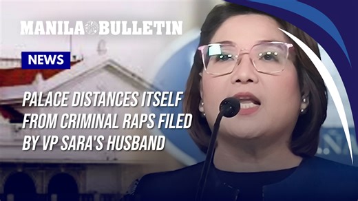 Palace distances itself from criminal raps filed by VP Sara's husband over bank account disclosure