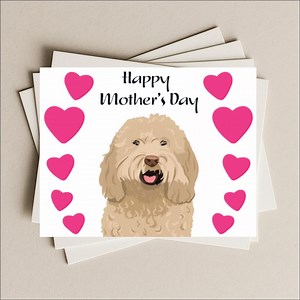 Labradoodle Mother's Day Card, Cream Labradoodle Dog Gift Card, Doodle Puppy Pink Hearts Blank Greeting Card for Mom Mum - Etsy