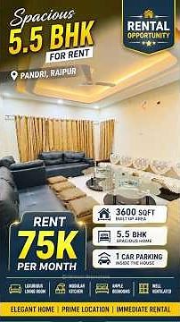 ₹75K Rent 😍 Luxury 5BHK House for Rent in Raipur | Pandri Premium Home Tour | Dream Rental Property