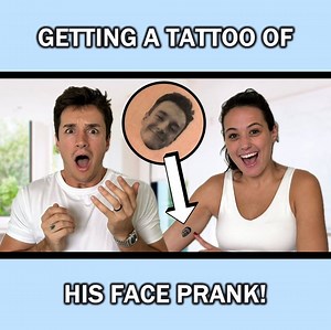 54K views · 2.3K reactions | I pranked my husband by getting a tattoo of his face... sorta.  | Sam and Monica | Facebook