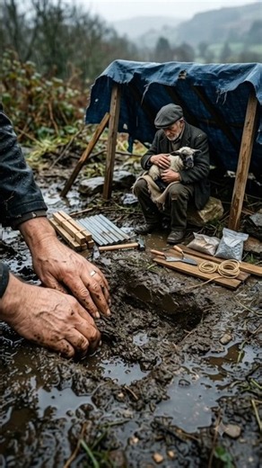 Building an elevated barn to save a farmer’s newborn lamb from the floods 🌧️🐑