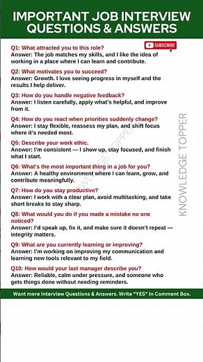 10 Most Important Job Interview Questions and Answers