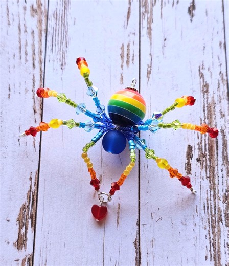 Rainbow Crystal Beaded Spider Ornament • Gothic Tree Decor • Colorful Pride Suncatcher Gift - Etsy