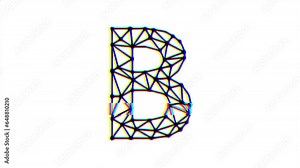 Polygonal letter b animation with glitch effect on white background, 4k resolution video, text motion graphic