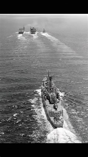 HMS Triumph and HMS Minerva refuel from RFA Olwen, with HMS Glamorgan astern (off River Plate, January 1972) #navy #ship #military | I love Warships