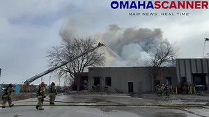 📹: Around 12:58 p.m., Omaha Fire was called to 4436 Dahlman Ave, Kamps Pallets Inc., for a structure fire. Crews remain on scene working to knock down the third-alarm fire, battling against freezing conditions and a heavy fire load. | Omaha Scanner