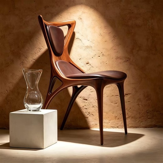 Handcrafted Solid Wood Biomorphic Accent Chair, Mid Century Modern Dining Chair - Etsy