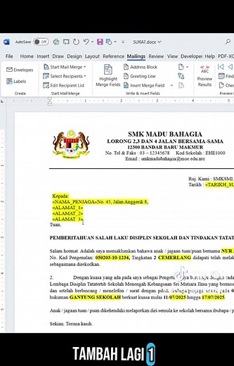 #Mailmerge #excel #surat #excel #vba #exceltrick #excetips #foryoupage #fyp #education Jana surat menggunkan excel, dikenali sebagai mail merge, bukan mail anak pak karim, jadi boleh simpan rekod surat guna satu file sahaja. Boleh juga guna nal buat sijil