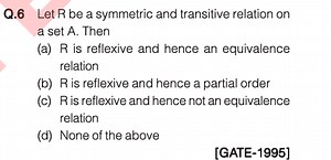 Let R be a symmetric and transitive relation on a set A. Then:... | Filo