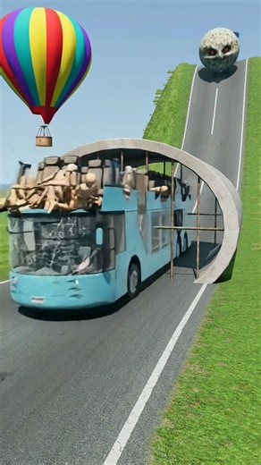 Can Long City Buses Survive a Drain Pipe Trap? 😱 | BeamNG.drive #shorts #beamngdrive