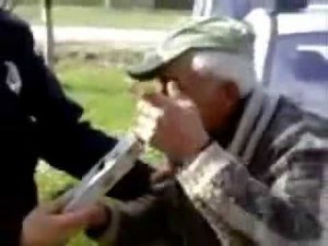 Old Man Tries to drink breathalyzer