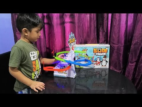 Penguin slide toy | Penguin race | Penguin slide track toy video for kids (Toys & Games)